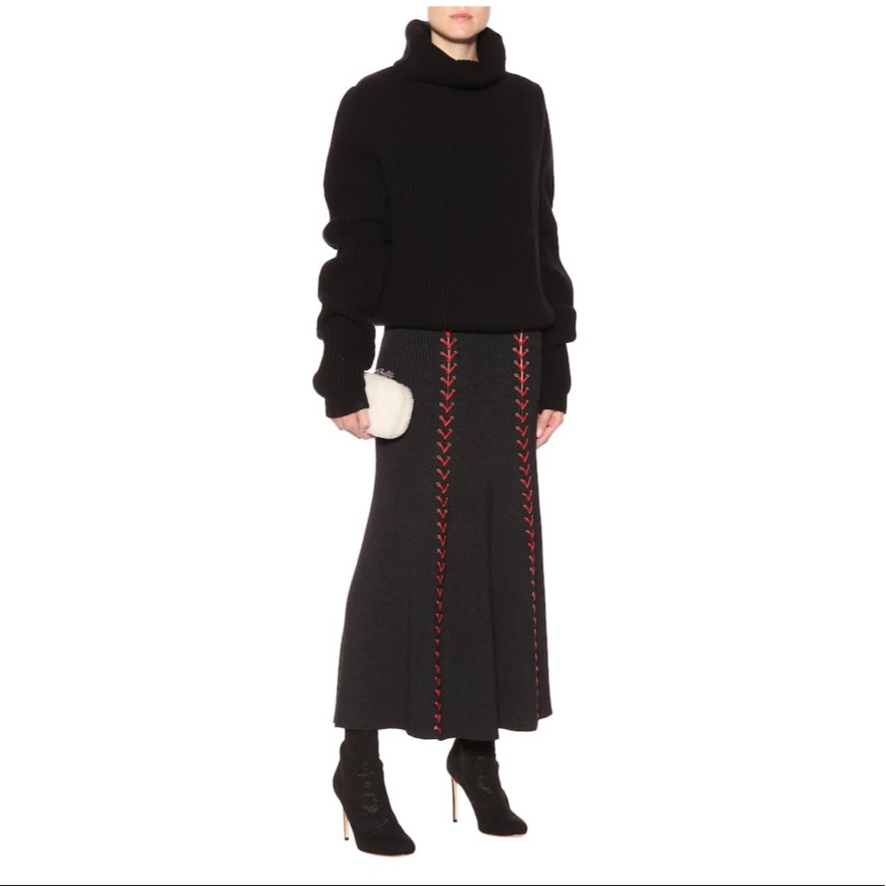 Alexander McQueen Wool Blend Leather Braided Skirt